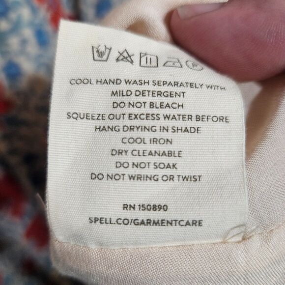 SPELL Village Ruffle Mini Shift Dress Organic Cotton Size Medium Playdress - Picture 4 of 9